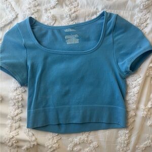 wild fable Blue Ribbed Scoop Crop Top
